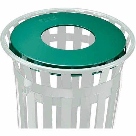 GLOBAL INDUSTRIAL Steel Flat Lid For 36 Gallon Trash Can, Green 260CP782